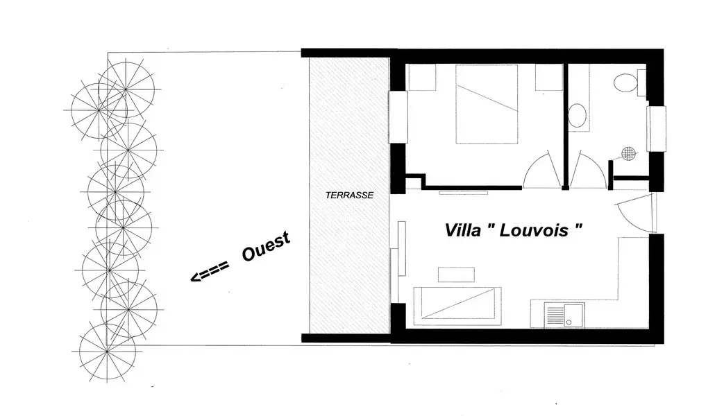 Fouras, Charente maritime, villa Louvois, plan of the holiday rental with pool